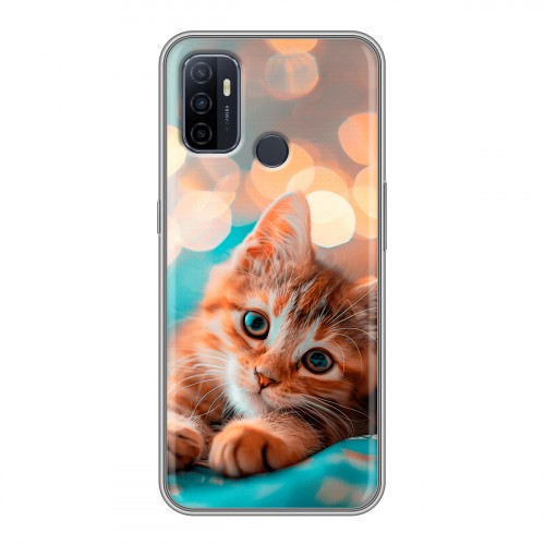 Полупрозрачный дизайнерский силиконовый чехол для OPPO A53 котик