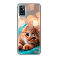 Полупрозрачный дизайнерский пластиковый чехол для ZTE Blade A71 котик