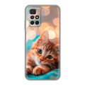 Полупрозрачный дизайнерский силиконовый чехол для Xiaomi Redmi 10 котик