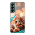 Полупрозрачный дизайнерский пластиковый чехол для Samsung Galaxy S22 котик