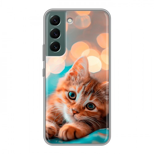 Полупрозрачный дизайнерский пластиковый чехол для Samsung Galaxy S22 котик