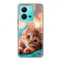 Полупрозрачный дизайнерский пластиковый чехол для Vivo V25 котик