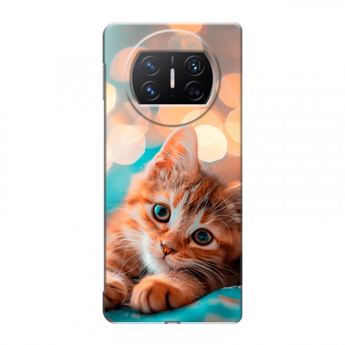 Полупрозрачный дизайнерский пластиковый чехол для Huawei Mate X3 котик