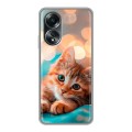 Полупрозрачный дизайнерский пластиковый чехол для OPPO A58 4G котик