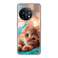Полупрозрачный дизайнерский пластиковый чехол для OnePlus 11 котик
