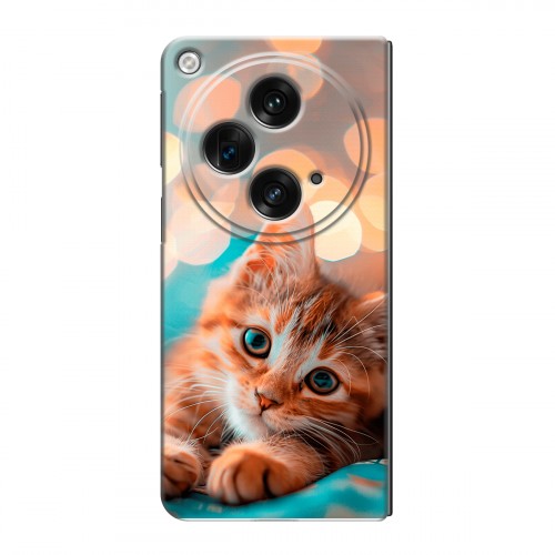 Полупрозрачный дизайнерский пластиковый чехол для OPPO Find N3 котик