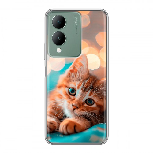 Полупрозрачный дизайнерский силиконовый чехол для Vivo Y17s котик