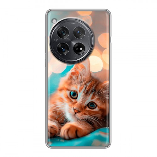 Полупрозрачный дизайнерский пластиковый чехол для OnePlus 12 котик