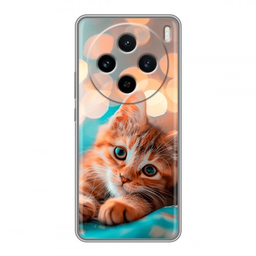 Полупрозрачный дизайнерский пластиковый чехол для Vivo X100 котик