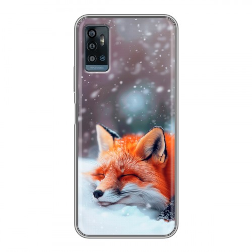 Полупрозрачный дизайнерский пластиковый чехол для ZTE Blade A71 лиса