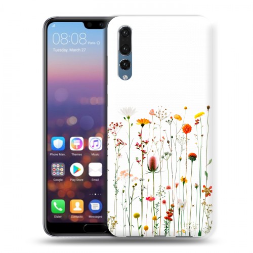 Полупрозрачный дизайнерский силиконовый с усиленными углами чехол для Huawei P20 Pro цветы