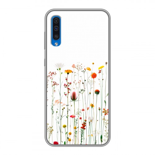 Полупрозрачный дизайнерский пластиковый чехол для Samsung Galaxy A50 цветы