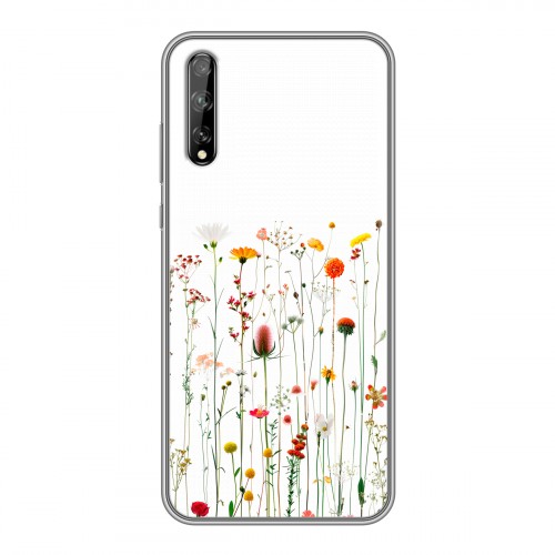 Полупрозрачный дизайнерский силиконовый чехол для Huawei Y8p цветы