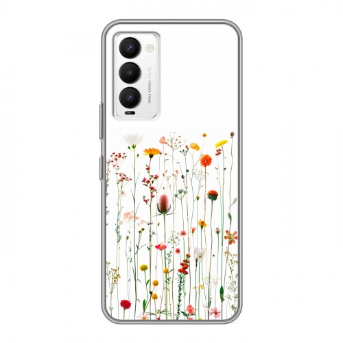Полупрозрачный дизайнерский силиконовый с усиленными углами чехол для Tecno Camon 18 цветы