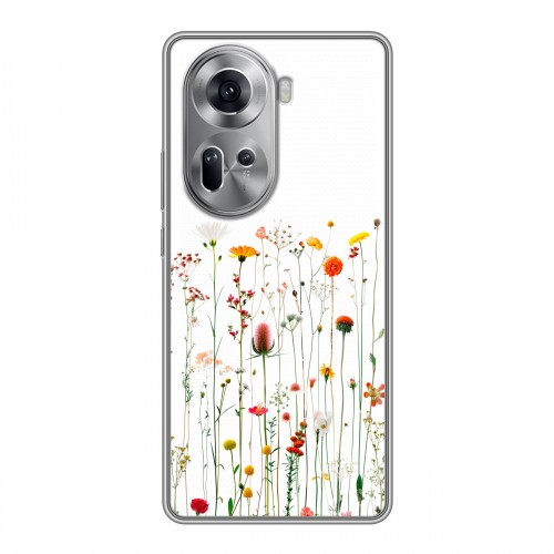 Полупрозрачный дизайнерский пластиковый чехол для OPPO Reno 11 цветы