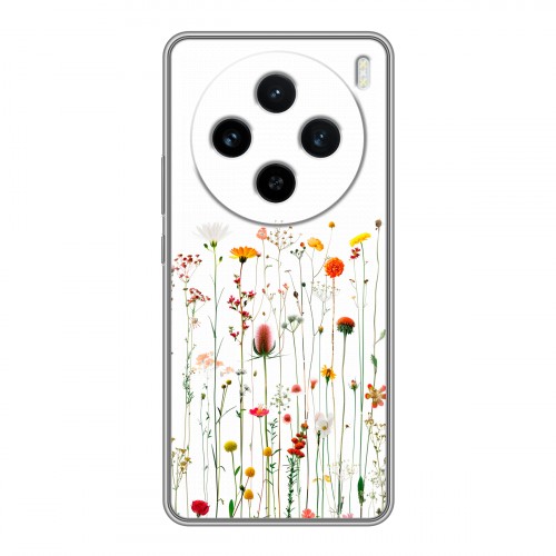 Полупрозрачный дизайнерский пластиковый чехол для Vivo X100 цветы