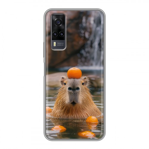 Дизайнерский силиконовый чехол для Vivo Y31 Капибара с апельсином