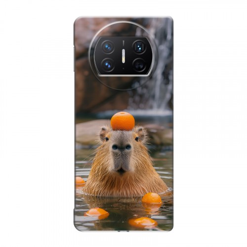 Дизайнерский пластиковый чехол для Huawei Mate X3 Капибара с апельсином