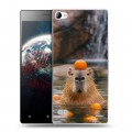 Дизайнерский пластиковый чехол для Lenovo Vibe X2 Капибара с апельсином