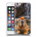 Дизайнерский силиконовый чехол для Iphone 6 Plus/6s Plus Капибара с апельсином