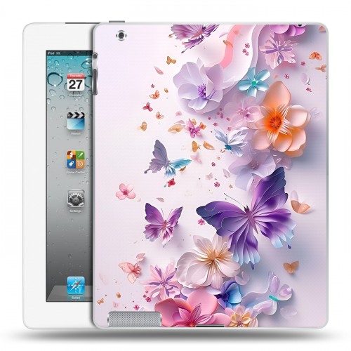 Дизайнерский пластиковый чехол для Ipad 2/3/4 цветы бабочки