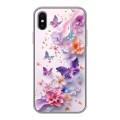 Дизайнерский силиконовый чехол для Iphone x10 цветы бабочки