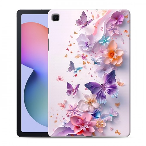 Дизайнерский силиконовый чехол для Samsung Galaxy Tab S6 Lite цветы бабочки