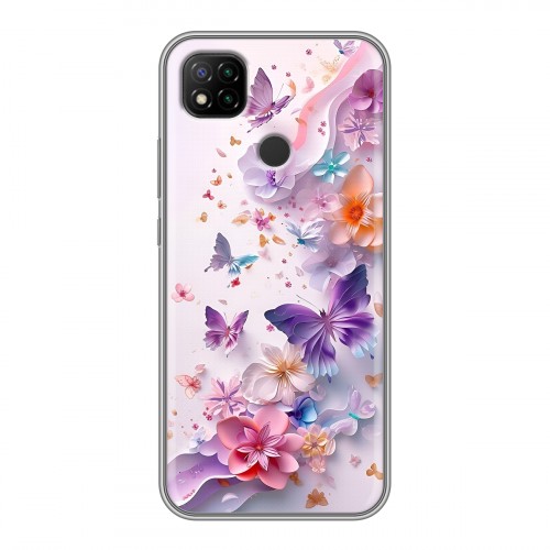 Дизайнерский силиконовый чехол для Xiaomi RedMi 9C цветы бабочки