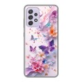 Дизайнерский силиконовый чехол для Samsung Galaxy A52 цветы бабочки