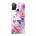 Дизайнерский силиконовый чехол для Alcatel 3L (2021) цветы бабочки