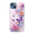 Дизайнерский силиконовый чехол для Iphone 13 цветы бабочки