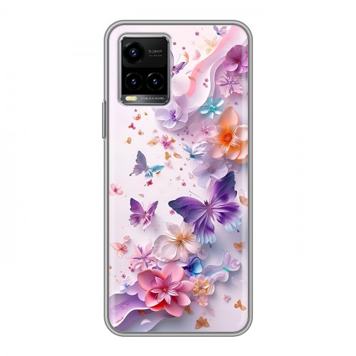 Дизайнерский силиконовый чехол для Vivo Y33s цветы бабочки