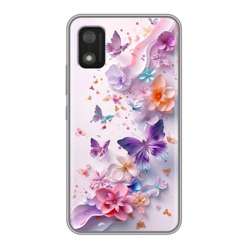 Дизайнерский силиконовый чехол для Itel A17 цветы бабочки