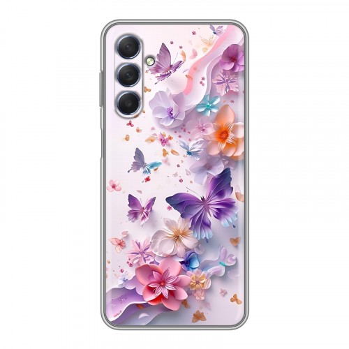 Дизайнерский силиконовый чехол для Samsung Galaxy M54 цветы бабочки