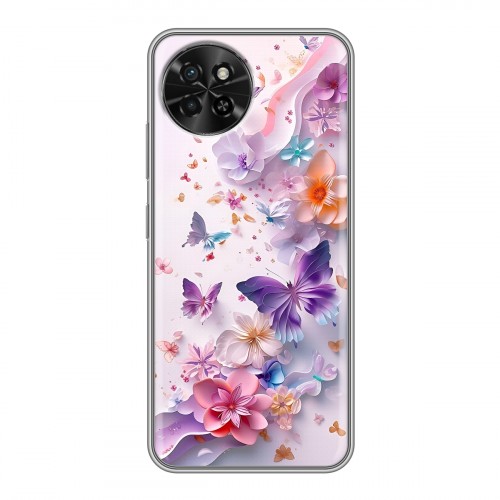 Дизайнерский силиконовый чехол для Itel S23 цветы бабочки