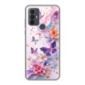 Дизайнерский силиконовый чехол для TCL 30E цветы бабочки