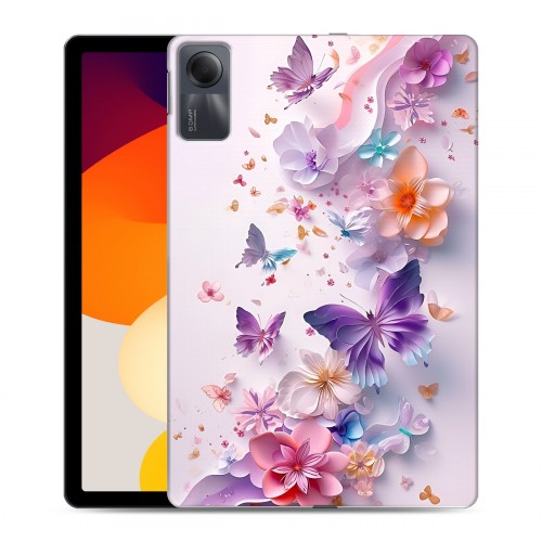 Дизайнерский силиконовый чехол для Xiaomi RedMi Pad SE цветы бабочки