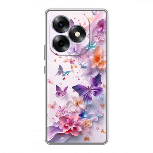 Дизайнерский силиконовый чехол для Itel S23 Plus цветы бабочки
