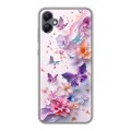 Дизайнерский силиконовый чехол для Samsung Galaxy A05 цветы бабочки