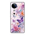 Дизайнерский силиконовый чехол для Vivo V40 5G цветы бабочки