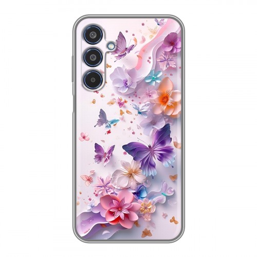 Дизайнерский силиконовый чехол для Samsung Galaxy M35 цветы бабочки