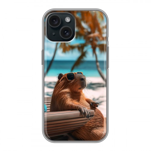 Дизайнерский силиконовый чехол для Iphone 15 Капибара