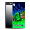 Дизайнерский пластиковый чехол для Sony Xperia E5 Майнкрафт