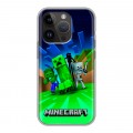Дизайнерский силиконовый чехол для Iphone 14 Pro Майнкрафт