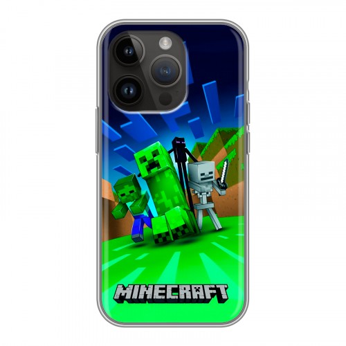 Дизайнерский силиконовый чехол для Iphone 14 Pro Майнкрафт