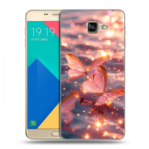 Дизайнерский силиконовый чехол для Samsung Galaxy A9 бабочки розовые