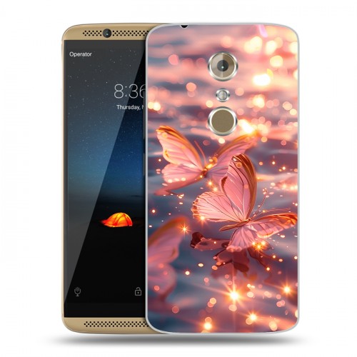 Дизайнерский пластиковый чехол для ZTE Axon 7 бабочки розовые