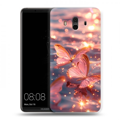 Дизайнерский пластиковый чехол для Huawei Mate 10 бабочки розовые