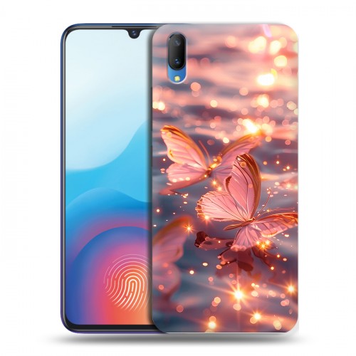 Дизайнерский пластиковый чехол для Vivo V11 бабочки розовые