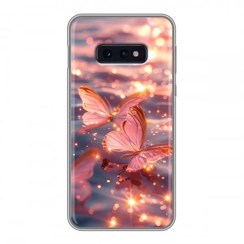 Дизайнерский силиконовый чехол для Samsung Galaxy S10e бабочки розовые